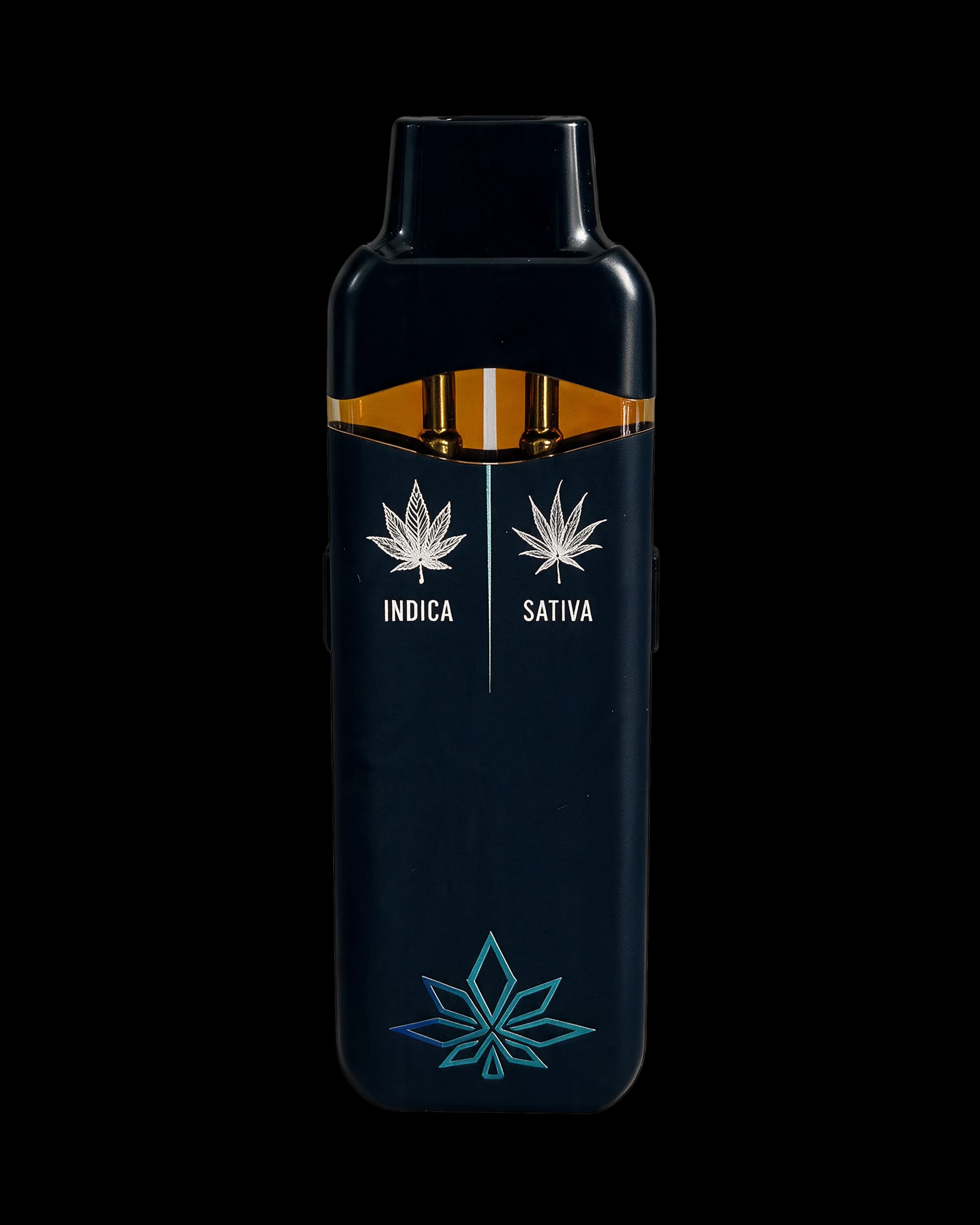 Penjamin Duo, face marcada: Indica à esquerda, Sativa à direita, separadas por uma linha turquesa fina